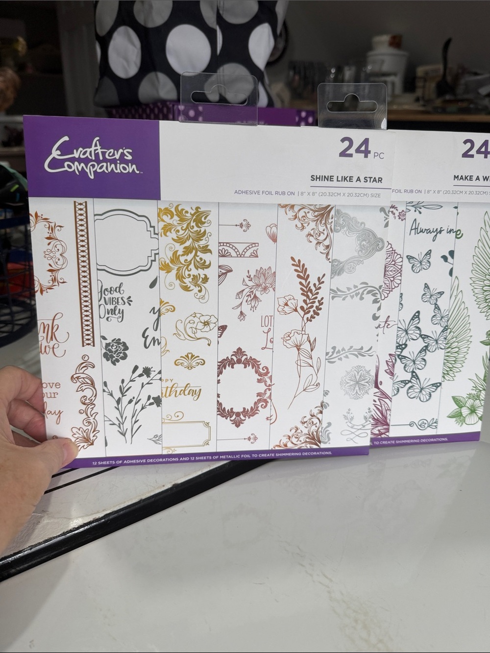 Crafters Companion Lot of 2 Foil Rub On packs